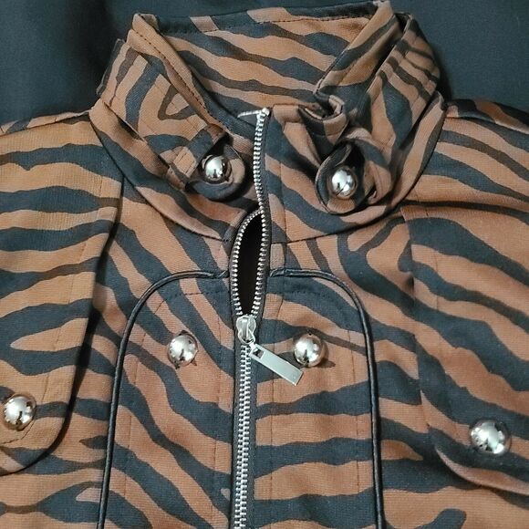 Lisa International Womens Jacket Multicolor Size PM Polyester Blend Stretch Zip - Picture 8 of 12